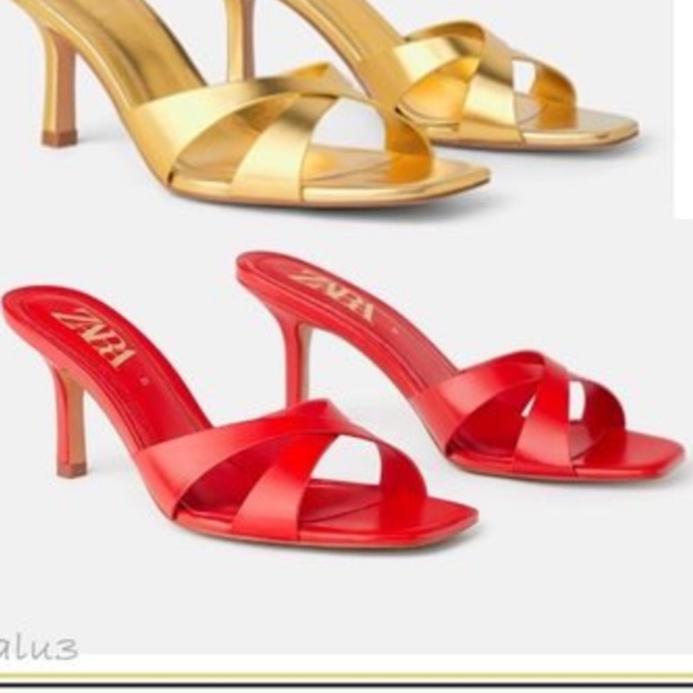Zara red kitten heels size 8 - worn once!